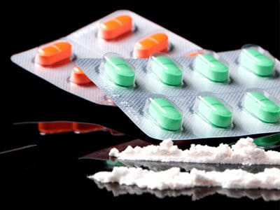 Pills and Cocaine Drug Feature Image